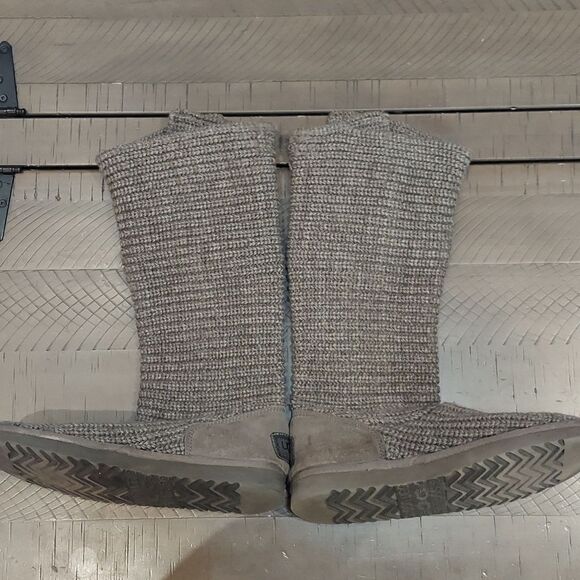 UGG Classic Cardy Gray Tall Knit Boots Sz 7 - Picture 4 of 9